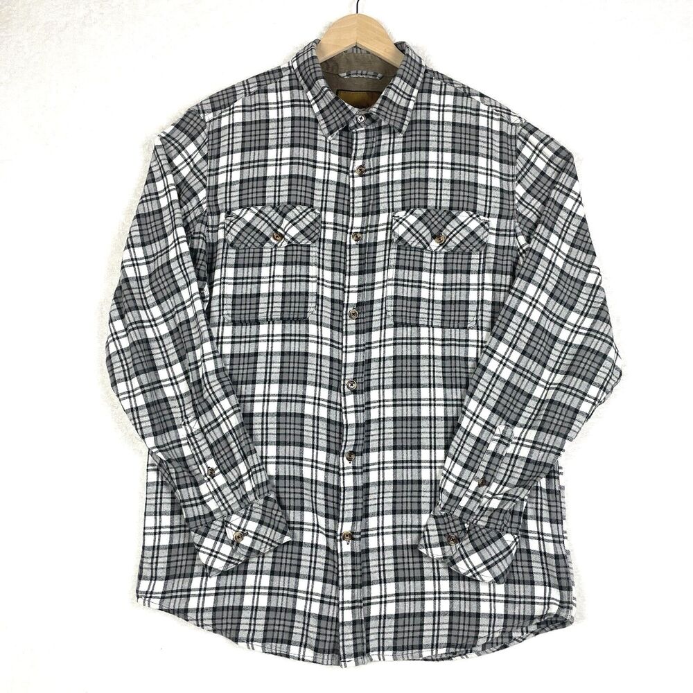 Venado Flannel Shirt Mens Large Gray Plaid Long Sleeve Button Up Casual Outdoor